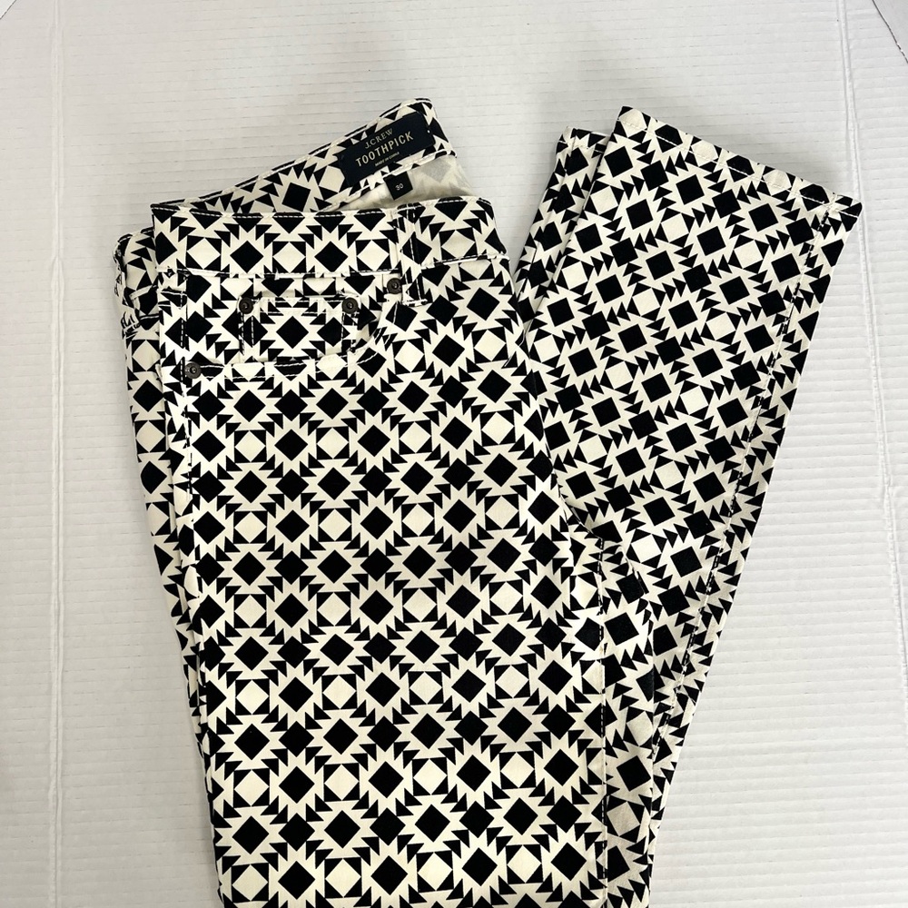 J. Crew Black and White Geometric Ankle Pants